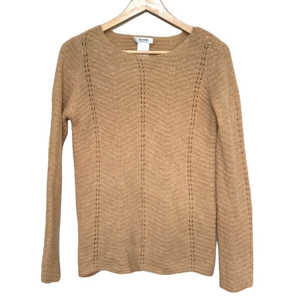 BARTOLINI tan mohair blend knit stretchy sweater S